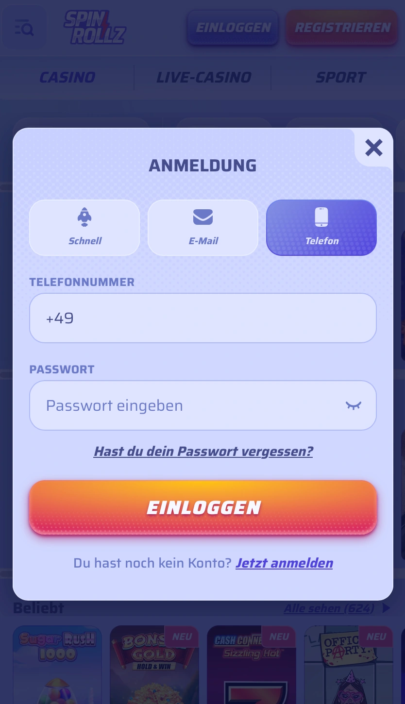 Noch kein Konto bei Spinrollz?
